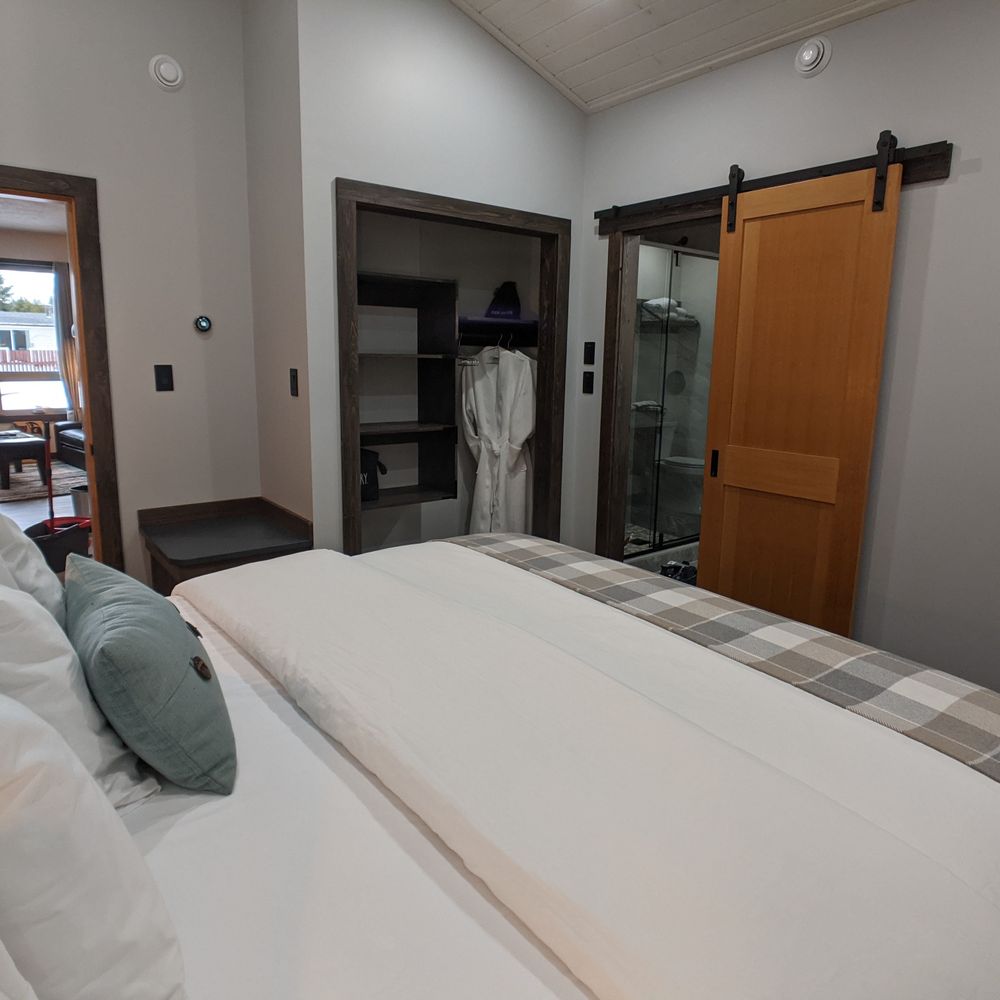 One of the two bedrooms with pillow top king beds, and each their own private washroom.